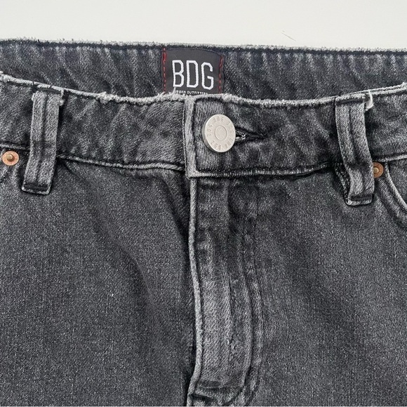 Urban Outfitters BDG Black Distressed Cutoff Asymmetrical Denim Mini Skirt LARGE - Picture 3 of 9